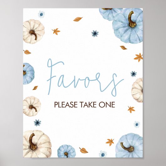 ブルー秋カボチャ赤ちゃんシャワーの好意 ポスター (正面)