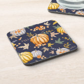 ブルー秋カボチャ |秋のカボチャのコルク飲料コーズ コースター (左側)