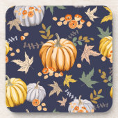 ブルー秋カボチャ |秋のカボチャのコルク飲料コーズ コースター (正面)