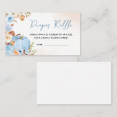 ブルー秋フローラパンプキンおむつラッフル エンクロージャーカード (正面/裏面)