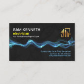 ブルー稲妻ウェーブブラックホグランジーム電気技師 名刺 (正面)