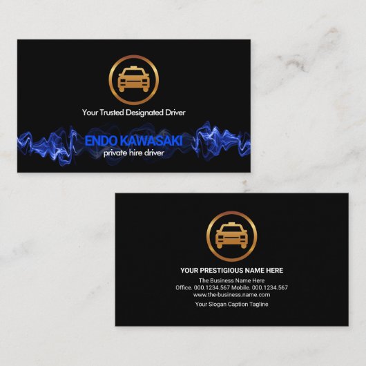 ブルー稲妻パルス金ゴールドタクシー指定ドライバ 名刺 (正面/裏面)