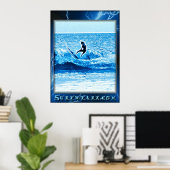 ブルー稲妻ポスター ポスター (ホームオフィス)