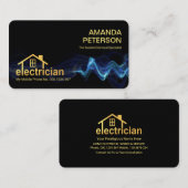 ブルー稲妻金ゴールドエレクトリシアンホーム 名刺 (正面/裏面)