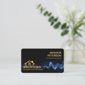 ブルー稲妻金ゴールドエレクトリシアンホーム 名刺 (スタンド正面)