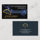 ブルー稲妻雨金ゴールド傘シェルターセーフティ 名刺 (正面/裏面)