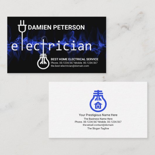 ブルー稲妻電器バルブ電源プラグ回路 名刺 (正面/裏面)