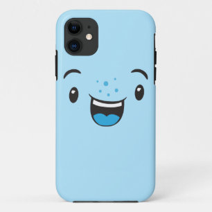 ブルー笑顔かわいい顔ケース iPhone 11 ケース