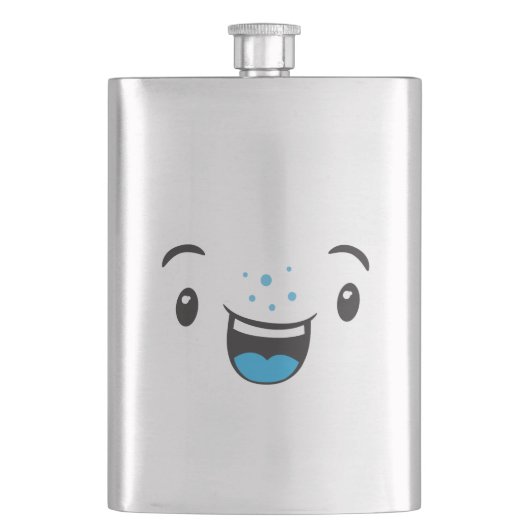 ブルー笑顔かわいい顔フラスコ フラスク (正面)