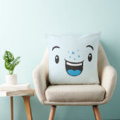 ブルー笑顔かわいい顔装飾用クッション クッション (椅子)