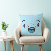 ブルー笑顔かわいい顔装飾用クッション クッション (椅子)