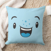 ブルー笑顔かわいい顔装飾用クッション クッション (ブランケット)