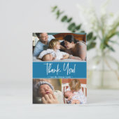 ブルー第2ベビー誕生写真コラージュの発表 案内ポストカード (スタンド正面)