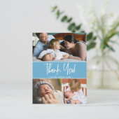 ブルー第2ベビー誕生写真コラージュ 案内ポストカード (スタンド正面)