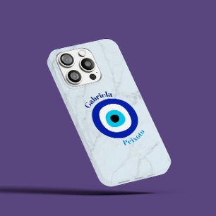 ブルー系ギリシャンアイ フェミニン カスタムネーム iPhone 12 MINIケース