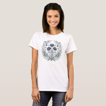 ブルー系ボタニカル・ワイルドフラワーTシャツ | ビンテージ フラワー柄