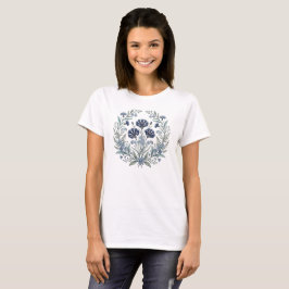 ブルー系ボタニカル・ワイルドフラワーTシャツ | ビンテージ フラワー柄 Tシャツ