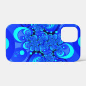 ブルー系モダン抽象フラクタルアートイニシャル Case-Mate iPhoneケース (裏面 (横))