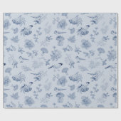 ブルー紅葉ズベリーバードズヴィンテージ植物学 ラッピングペーパー (フラット)