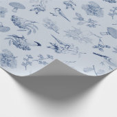 ブルー紅葉ズベリーバードズヴィンテージ植物学 ラッピングペーパー (角)