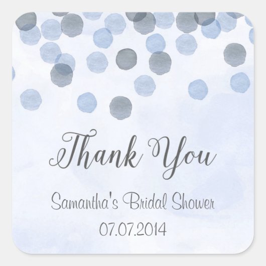 ブルー紙吹雪サンキューステッカー スクエアシール (正面)