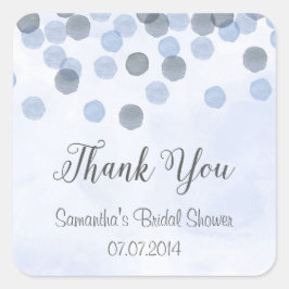 ブルー紙吹雪サンキューステッカー スクエアシール