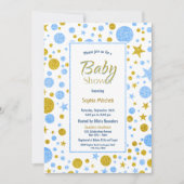 ブルー紙吹雪ボーイ赤ちゃんシャワー 招待状 (正面)