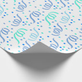 ブルー紙吹雪誕生日包装紙 ラッピングペーパー (角)