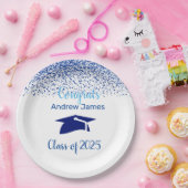 ブルー紙吹雪2025卒業 – おめでとう ペーパープレート (パーティー)