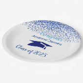 ブルー紙吹雪2025卒業 – おめでとう ペーパープレート (アングル)