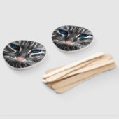 ブルー素晴らしアイドキャット顔 ハンドファン (組立なし)