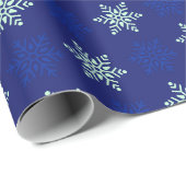 ブルー素晴らしクリスマススノーフレークラップ紙 ラッピングペーパー (ロールコーナー)