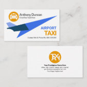 ブルー素晴らしジェット飛行機リフトオフ空港タクシー乗り 名刺 (正面/裏面)