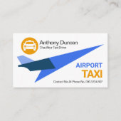 ブルー素晴らしジェット飛行機リフトオフ空港タクシー乗り 名刺 (正面)