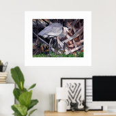 ブルー素晴らしヘロンとパームツリー ポスター (ホームオフィス)