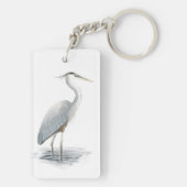 ブルー素晴らしヘロンアクリルキーチェーン キーホルダー (裏面)