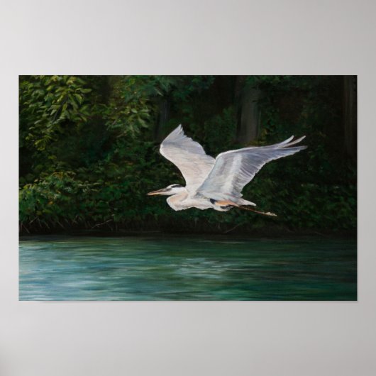 ブルー素晴らしヘロンアートプリント ポスター (正面)