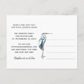 ブルー素晴らしヘロンウォーターフロント新しいアドレス 案内ポストカード (裏面)