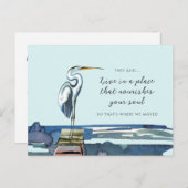 ブルー素晴らしヘロンウォーターフロント新しいアドレス 案内ポストカード (正面/裏面)