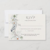 ブルー素晴らしヘロンエテリアールフローラRSVP 出欠カード (正面)