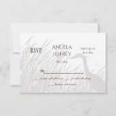 ブルー素晴らしヘロンシルエット素朴な結婚式RSVP 出欠カード (正面)