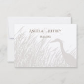 ブルー素晴らしヘロンシルエット素朴な結婚式RSVP 出欠カード (裏面)