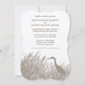 ブルー素晴らしヘロンシルエット素朴結婚性の 招待状 (正面)