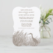 ブルー素晴らしヘロンシルエット素朴結婚性の 招待状 (スタンド正面)