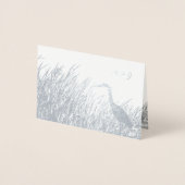 ブルー素晴らしヘロンシルエット自然愛好家ラスティック 箔カード (正面)