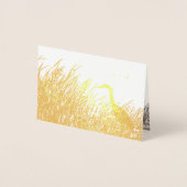 ブルー素晴らしヘロンシルエッ結婚トラスティック金ゴールド 箔カード (正面)