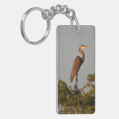 ブルー素晴らしヘロンツリートップ キーホルダー (正面左)