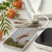 ブルー素晴らしヘロンツリートップ キーホルダー (正面右)