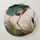 ブルー素晴らしヘロンバードオブアメリカオードボンプリント ラウンドクッション (裏面)