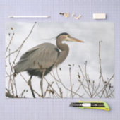 ブルー素晴らしヘロンバードワイルドライフツリーティッシュペーパー 薄葉紙 (クラフト)